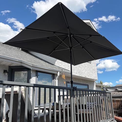 Image of PURPLE LEAF Patio Market Umbrella 10' x 6.5' Rectangle Tilt Gray 8 Ribs