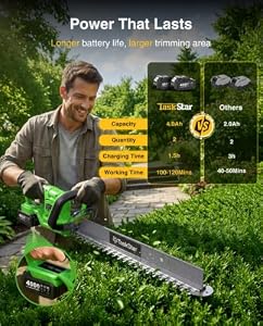 TaskStar 22" Hedge Trimmer Cordless with Debris Remover, 2x4.0Ah Batteries — photo 5 of 6