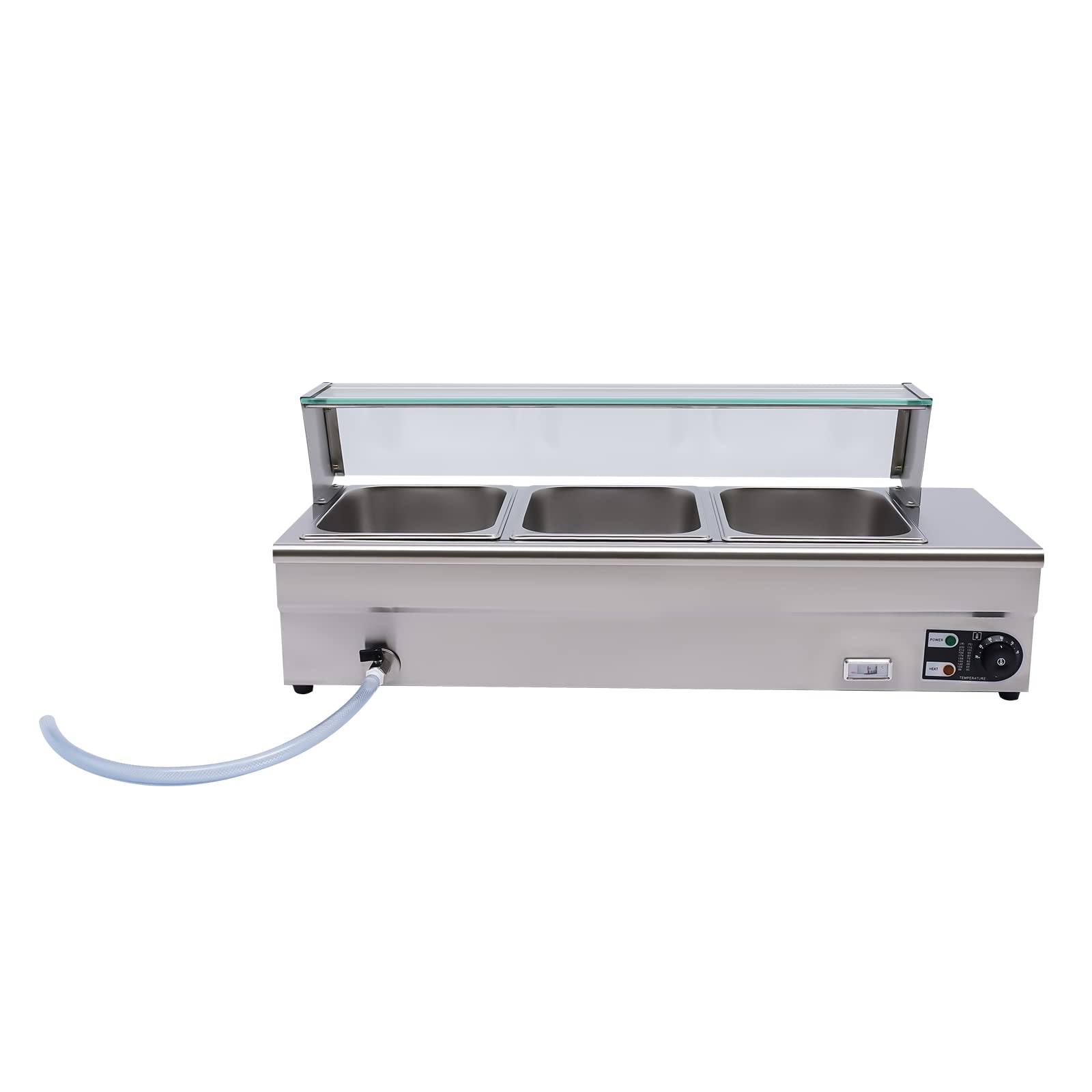 Riscaldatore piatto elettrico in acciaio inox 1200 W bagno marie a 3 casseruole Chafing Dish temperatura regolabile con coperchi,per la casa, caffetteria, festa di compleanno, ristorante, festa