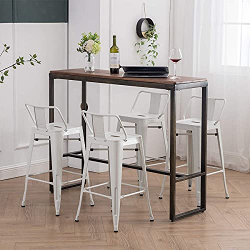 Andeworld Bar Stools Set Of 4 Counter Height Stools Industrial Metal Barstools With Backrests (26 Inch, White) #TOP4