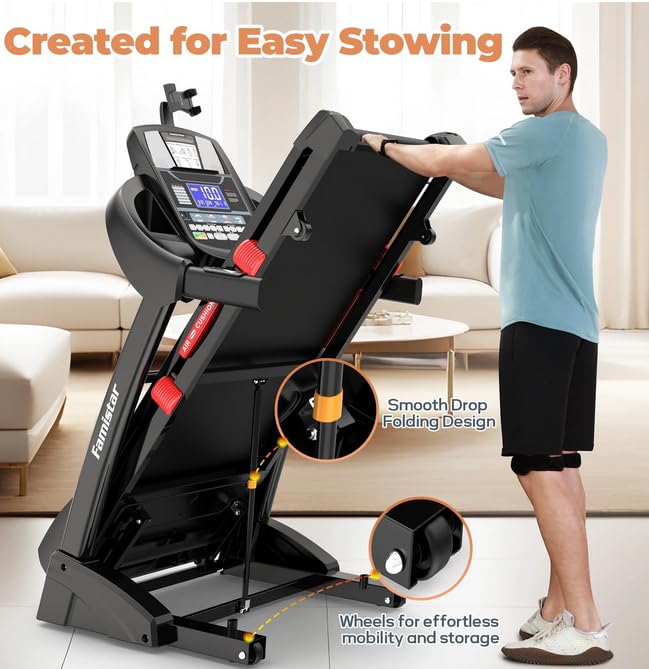Image of 5HP Foldable Treadmill w / 15% Auto Incline, 400LB Treadmill for Home Jogging Walking, Personalized App Control, 71 Programs,10MPH Fast Speed for Varied Workout Intensity, Shock Absorption Dual Deck