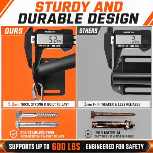 Pull Up Bar Wall Mounted-Heavy Duty Joist Mounted Pull Up Bar-Premium Strength Training Pull-Up Bars-Fast and Easy Installation for Home and Garage Use,Supports up to 600 Lbs - Image 5