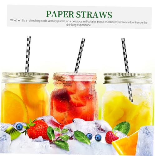 100 pitillos de papel a cuadros multicolor miniatura 6
