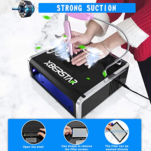 Extractor de polvo para uñas 4 en 1 con LED y succión miniatura 4