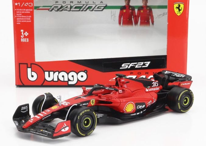 BURAGO 1:43 Ferrari F1 #16 Charles Leclerc 2023 Season Car Model Replica