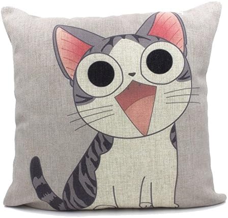Apexshell (TM) Handdrawing Style minimalism cartoon cat Cotton Linen Square Decorative Throw Pillow Cover Cushion Case 18 "X18 "