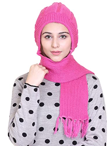 Image of Gajraj Unisex Soft Knitted Winter Warm Woolen Cap with Woolen Lovely Muffler|Fur Cap with Muffler