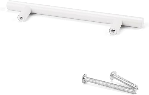 Miniatura 4 de Probrico Paquete de 10 tiradores blancos para gabinete de cocina de 5 pulgadas, estilo europeo, manijas de barra en T para armario, accesorios