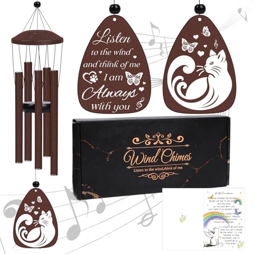 Pet Memorial Gift for Loss of Cat - Pet Memorial Wind Chimes for Loss of Cats Cat Sympathy Gifts Pets Remembrance Wind Chimes for Outside Garden Patio Condolence