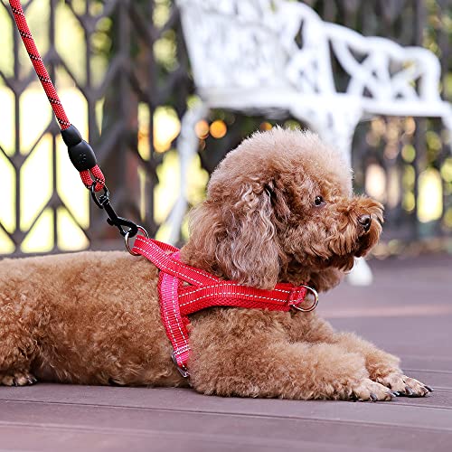 Image of Plutus Pet No Pull Dog Harness for Small Dogs, Breathable Mesh Padded | Adjustable Reflective with Handle, Escape Proof, Quick Fit Pet Vest, Front Clip, for Training and Walking, Red, S