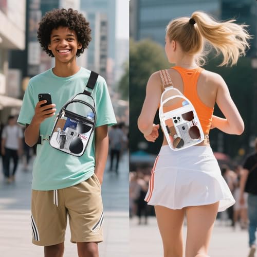 Mieeba Clear Bag for Stadium Events,Clear Bag Purses for women Crossbody Transparent,Sling Bags for Sports Concerts (Black)