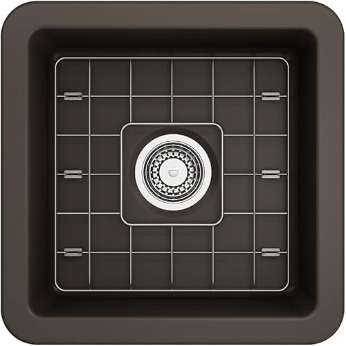 Miniatura 11 de BOCCHI Sotto - Fregadero de doble montaje de arcilla refractaria de 18 pulgadas con rejilla inferior protectora y colador en marrón mate