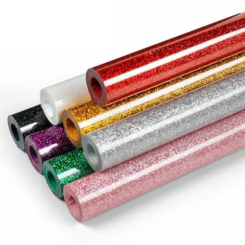HTVRONT Glitter HTV Vinyl Bundle - 8 Pack 10' x 3FT Glitter Heat...