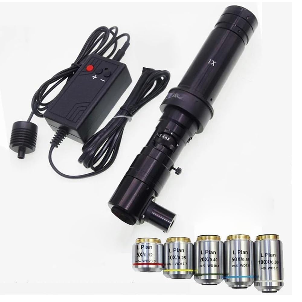 Microscope 5X 10X 20X 50X 100X Plan Achromatic Objective Metallographic Zoom Industry Microscope Camera Coaxial Light C-Mount Lens(1X Lens)