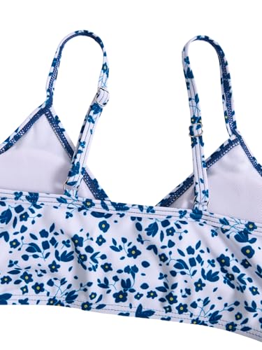 Image of COZYEASE Girls' 3 Piece Set Floral Print Bikini Swimsuit with Drawstring Beach Skirt Cute Ruched Bathing Suit