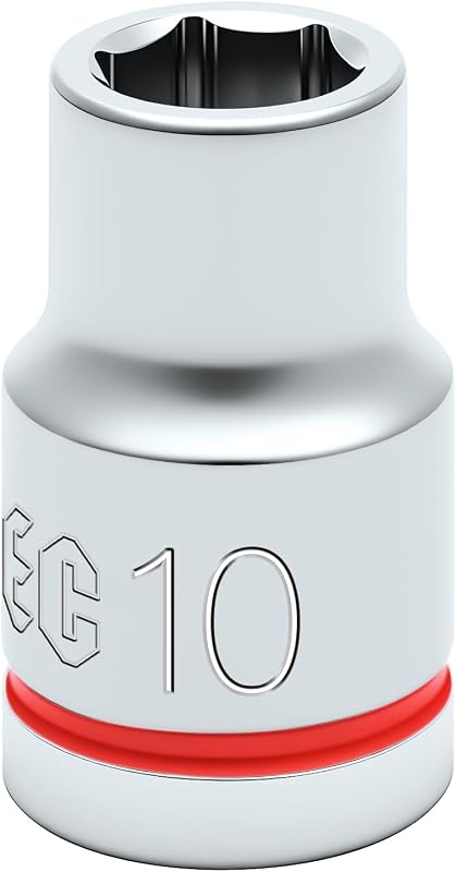 Soquete de Impacto Curto Sextavado de 6 Pontos, Encaixe de 10 mm e Acionamento de 12,7 mm (3/8 pol.), Aço CR-V, JU JIAN TEC