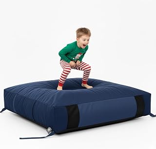 Crash Pad for Kids Sensory – Extra Large Crash Mat 66”x54”x10” with Soft Velvet Cover, Non-Slip Bottom, Air Mesh Sides, Carry Handles – Sensory Room Equipment & Kids Jump Pad
