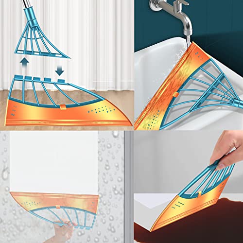 Zauberbesen Besen mit Stiel Magischer Besen 90/93cm Lang Haushaltssilikon-Wischmopp Entfernung Von Tierhaaren Wasserschaberbesen für Parkett, Steinböden und Fenster (Orange,1 Stück) – Bild 6