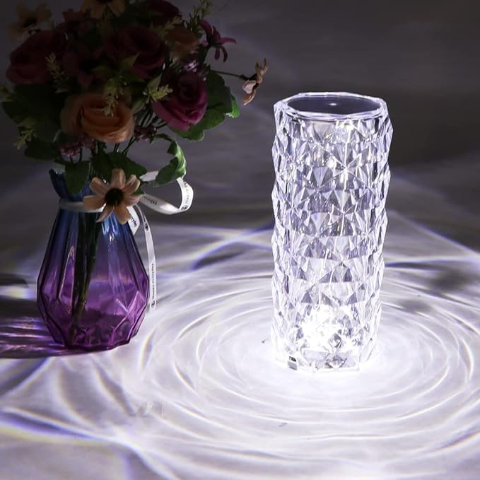 xiao Crystal Led Lamp, Crystal Diamond Table Lamp 3-Color Changing Touch Control Bedside Lamp with USB Cable Bedside Lamp,Party Dinner Decor Creative Lights. (G)