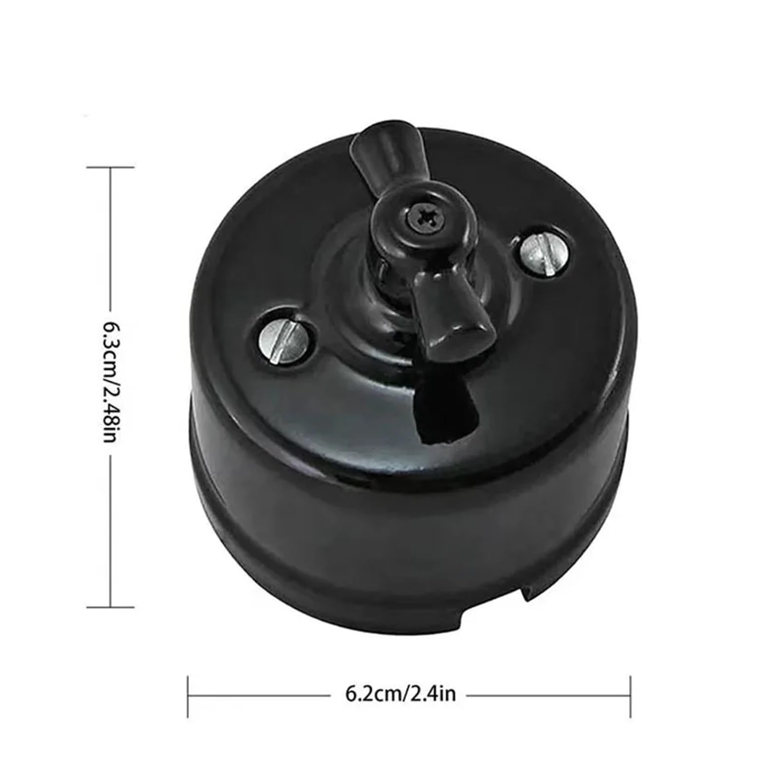 Interruptor giratorio de cerámica for luz de pared, interruptor de perilla de control de 2 vías for mejoras del hogar(Black Switch)