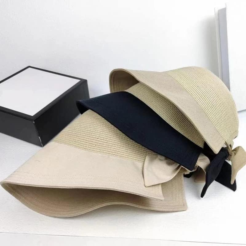 Sombrero de Playa de ala Ancha Grande para Mujer, con Abertura en la Espalda, de Paja con Retazos, Ajustable, con Lazo, para el Sol y Vacaciones (Talla única B)