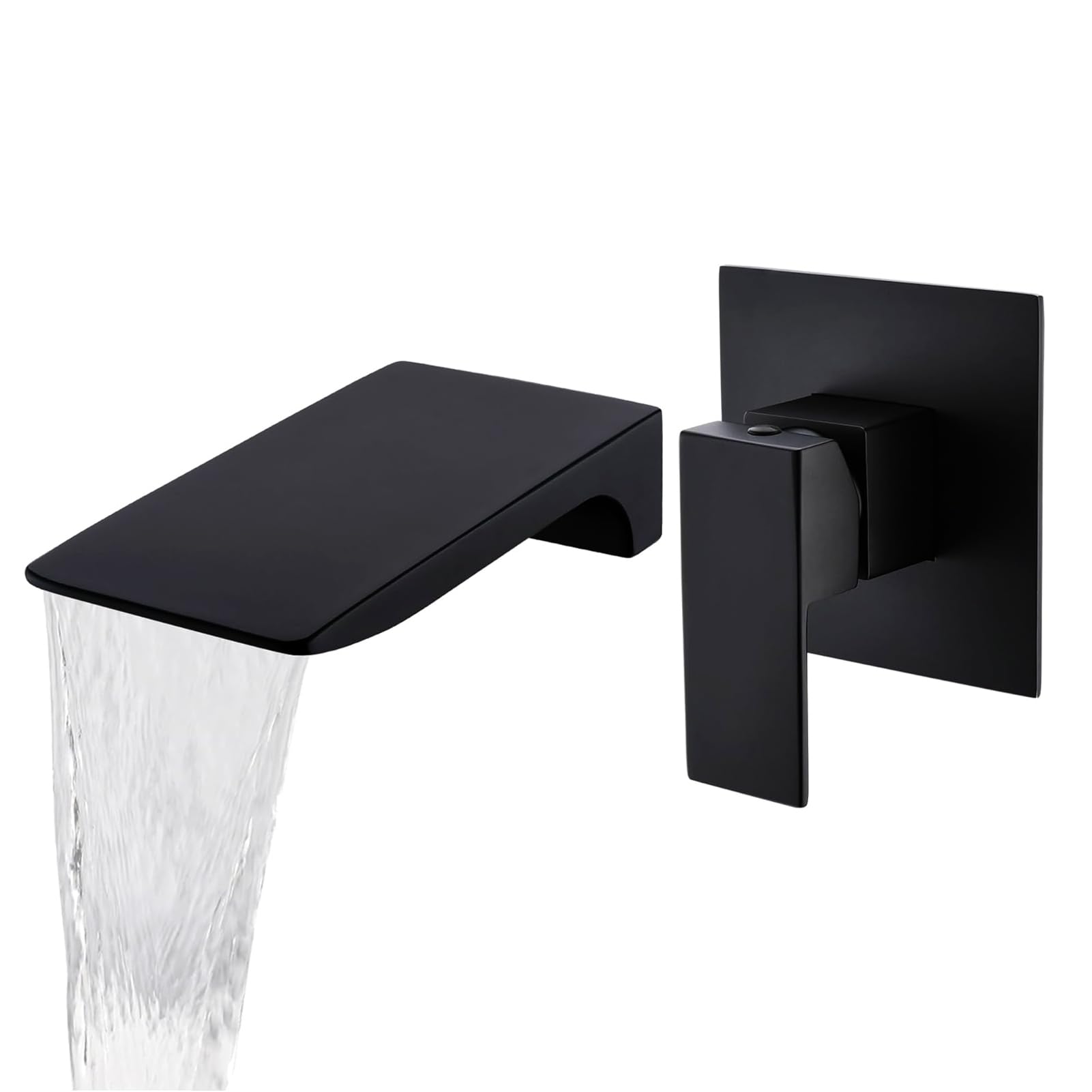 LIWEIKE Wall Mounted Bath Taps Waterfall Spout Wall Taps Black Bath Filler Tap Bathroom Faucet