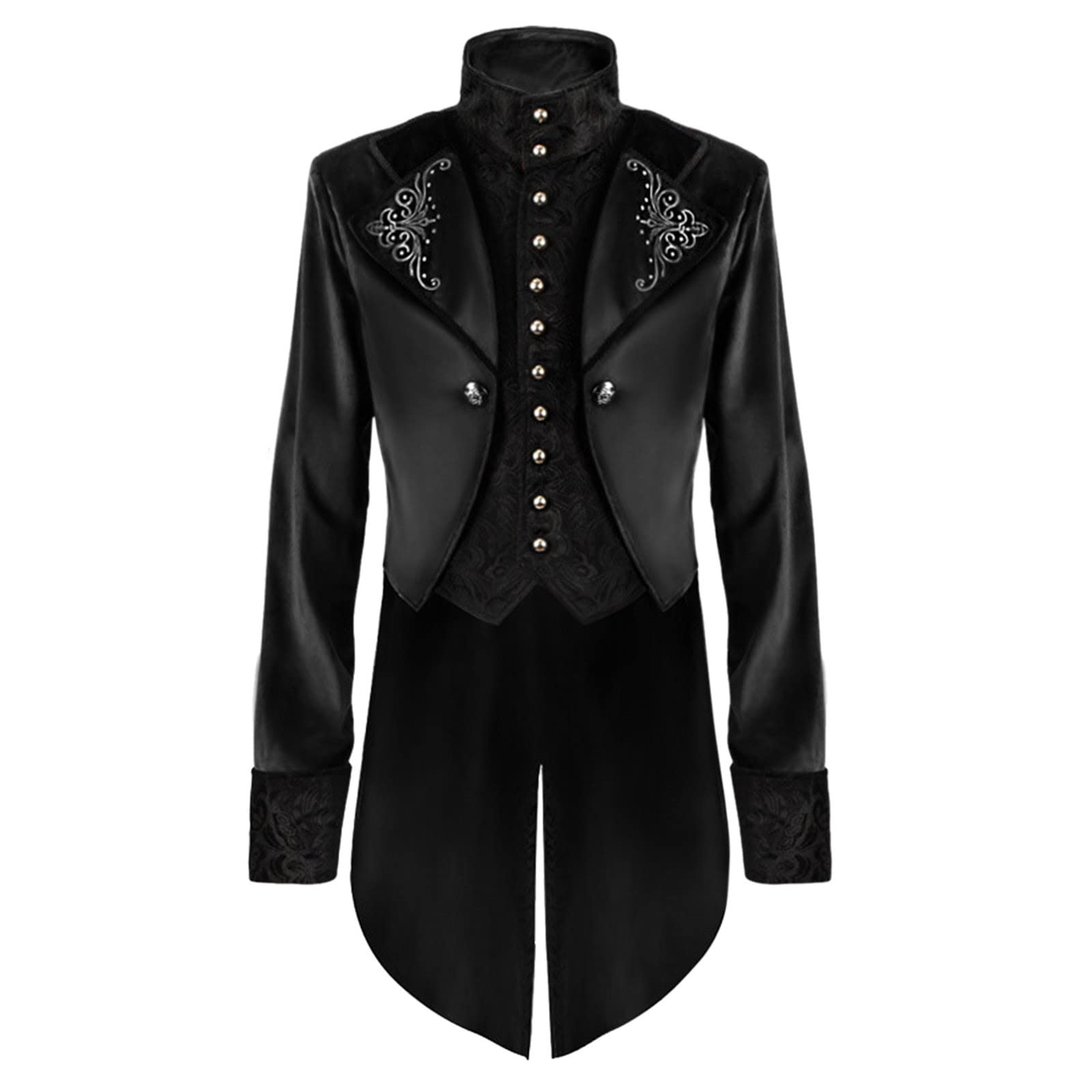 Herren Steampunk Vintage Frack, Herren Retro Renaissance Kleidung, Smoking Mittelalter Kleidung Herren Frack Jacke Steampunk Mantel Gothic Vikings Gehrock Frack Mantel Karneval Kostüm