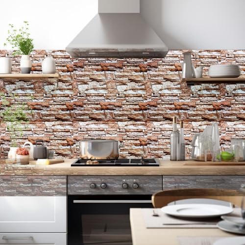 Image of WALLVEAR PE Foam Marble Wall Panel Sheet | Self Adhesive DIY Wall Covering (4, Brown)