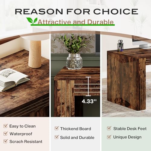 Image of Tribesigns 79-Inch Extra Long Desk, Two Person Double Desk for Home Office, Wooden Long Computer Desk Writing Table for Office, Vintage Brown