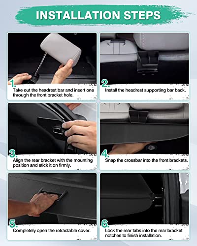 Image of Powerty Cargo Cover for 2020-2024 2025 Ford Escape Accessories Canvas Trunk Cover Retractable Trunk Shielding Shade Privacy Covers