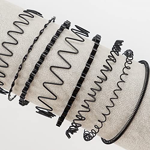 Ayesha 8 Pcs Metal Headbands For Men Women Curly Hair Bands Zig Zag Headbands Black Headbands For Face Washing Sport Workout Yoga #TOP5