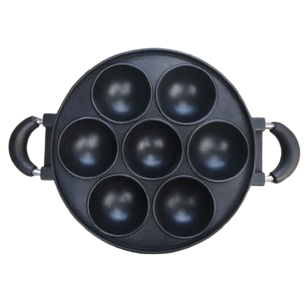 DarklIp Cast Iron Non-Stick Omelette Pan Cookware Set - 7-Hole Cake Mold & Cooking Pot for Breakfasts and Pies