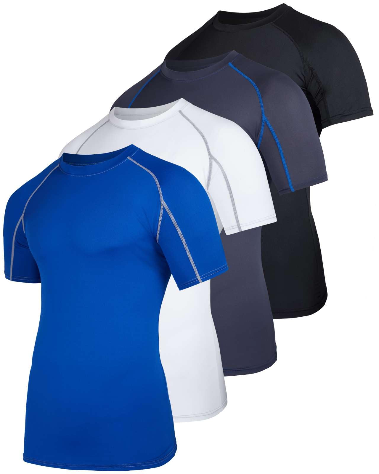 4 Pack: Mens Big and Tall Short Sleeve Shirts Compression Shirt Base Layer Men Tight Thermal Undershirt Active Athletic T-Shirt Dry Fit Workout Sports Rashguard Gym Running King Size Top- Set 5, 4X
