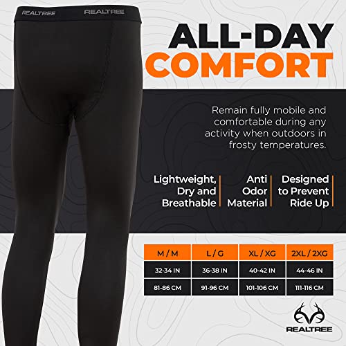 Realtree Thermal Underwear For Men Long Johns Bottoms Base Layer In Cold Weather ( Medium / Black ) #TOP3