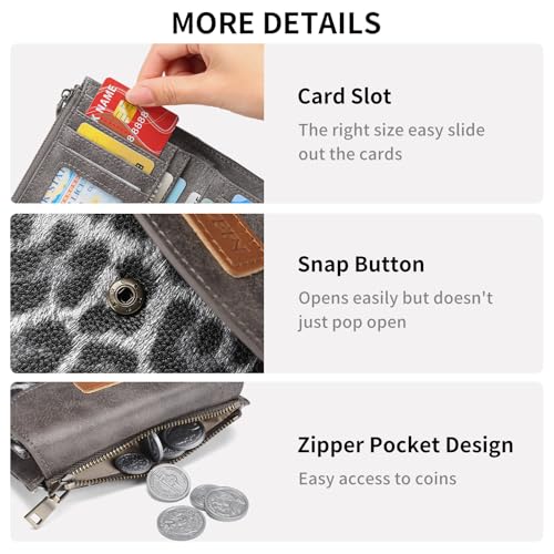 Image of SENDEFN Small Womens Wallet RFID Blocking Double Zipper Pocket Card Holder Purse
