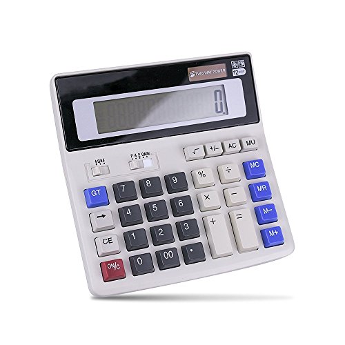 Lhiabnn Business Desktop Office Calculator 12 Digit Large Lcd Display,Scientific Electronic Big Button Calculator For Solar & Cell Battery Powered Fit For Student Business Financial (White) #TOP26