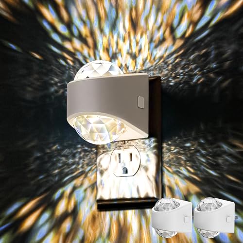 Image of Briignite Night Light Plug into Wall, Color Changing Night Light for Kids, 3CCT Diamond Design Projector Nightlight, Dusk to Dawn Sensor for Nursery Bathroom Bedroom Gaming Room Decor Gift, 2 Pack