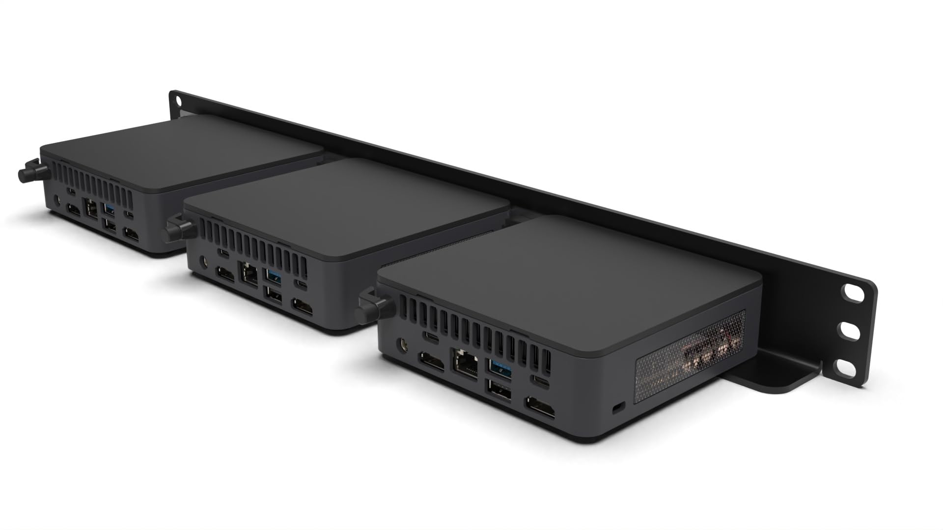 Kit de montage en rack 1U 19" pour 1 à 3 NUC bas avec 2 caches vierges