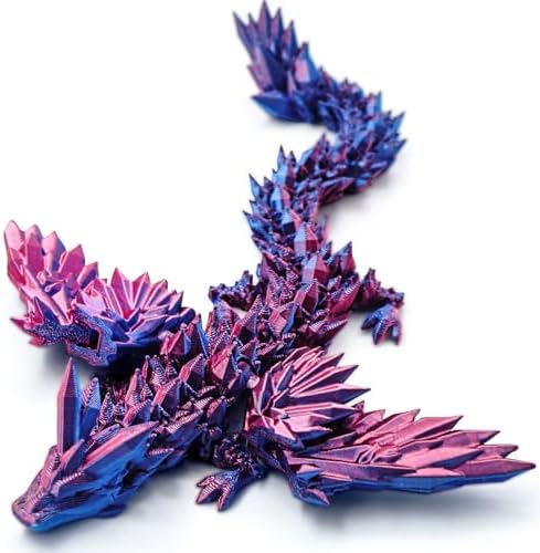 3D Printed Dragon with Wings, 3D Dragon 9" Articulated Winged Dragon for Home Office Decor Executive Desk Toys, Purple