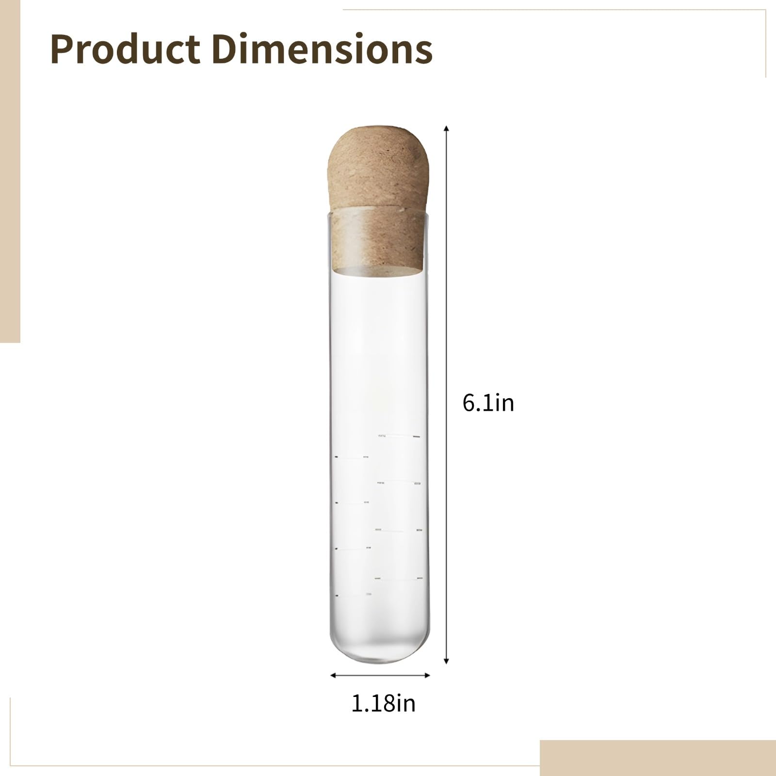 Lot de 6 infuseurs à thé en verre avec bouchon en liège, filtre réutilisable pour thé en feuilles longues, tisanes et fleurs, pour tasse, mug et théière, nettoyage facile