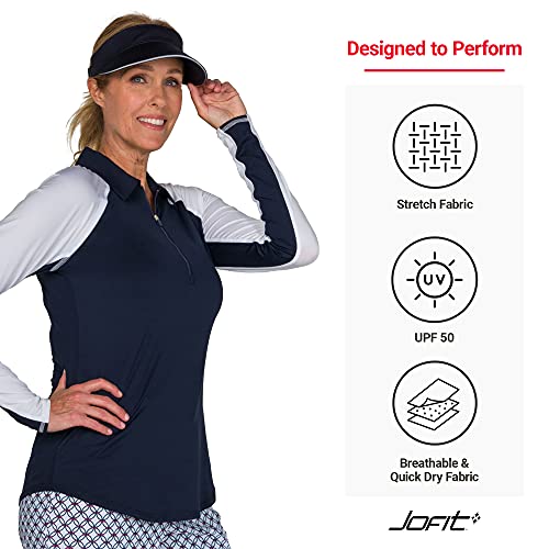 Jofit Apparel Women’s Athletic Clothing Uv Colorblock Polo For Golf & Tennis, Size X-Large, Midnight And White #TOP1