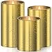 Produktbild KESSER® LED Kerzen 3er Set Flammenlose Kerze Timerfunktion Timer Dimmer Echtwachskerze 10cm, 12,5cm,15cm Hoch Realistisch Flackernde Flacker-Licht Led-Flammen Echtwachs Deko Gold
