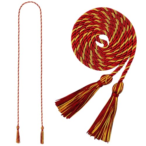 Image of Graduation Honor Cord 68 inch Grad Braided Honor Cords with Tassel Honor Rope Grad Cords for Graduation Students Bachelor Master Doctoral Gown Grad Decor (Burgundy and Gold)