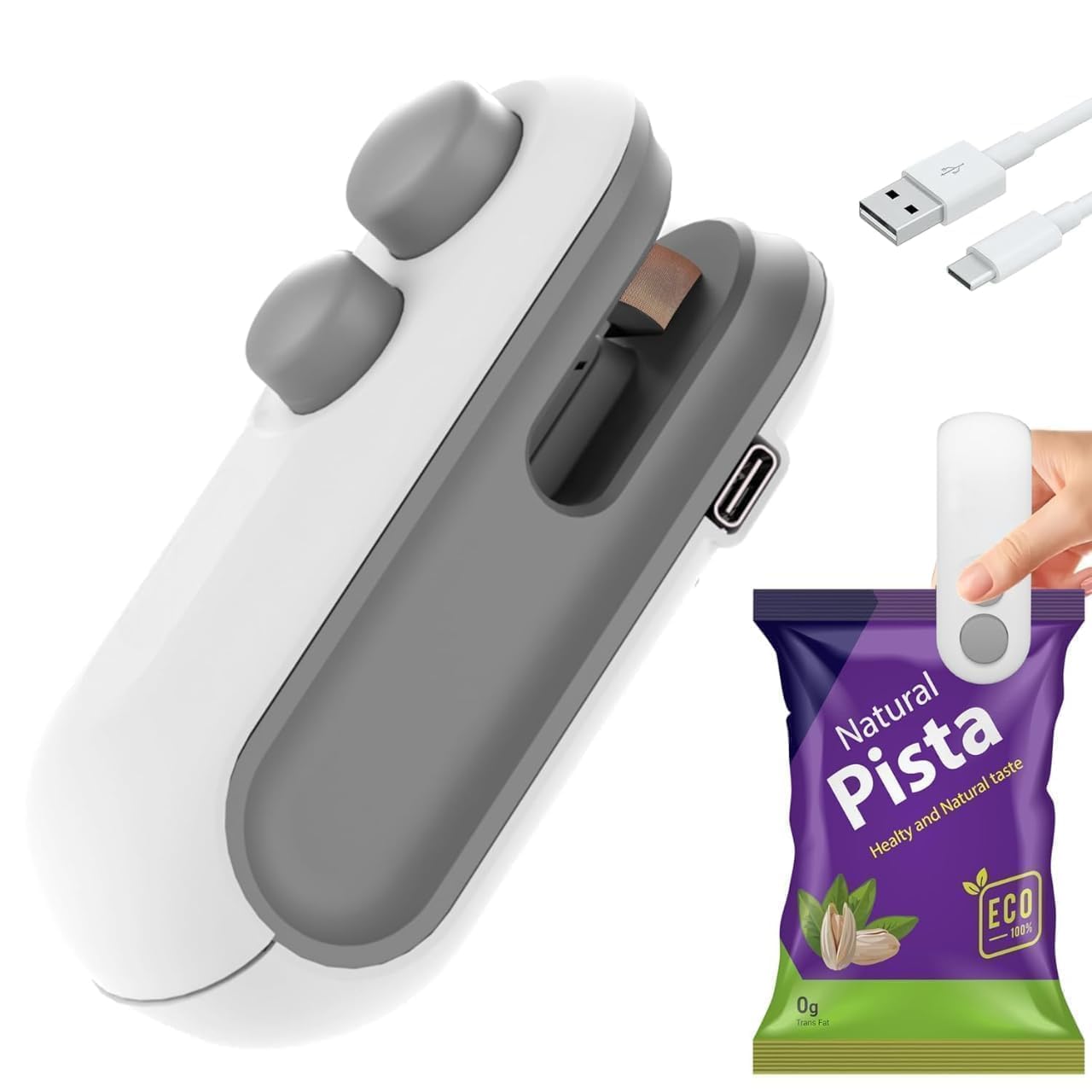 200Mah Portable Mini Sealing Machine for Food Packets | Handheld Sealer for Snacks, Chips, & Plastic Bags | 2-in-1 Sealer & Cutter with Magnetic Strip for Refrigerator | Type-C Charging