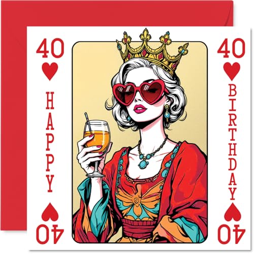 40th Birthday Cards for Women Queen Playing Card