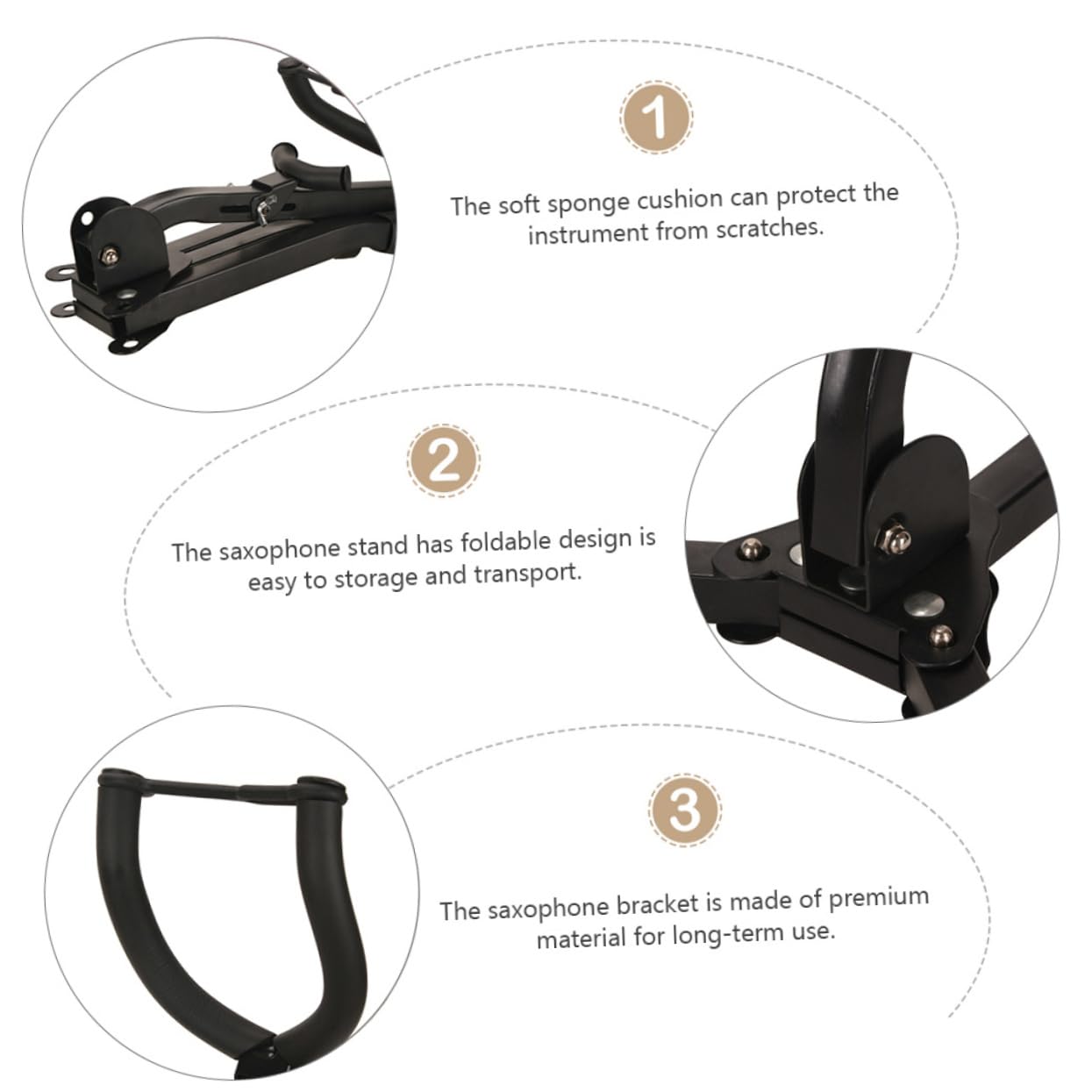 FAVOMOTO Saxophone Display Stand Sax Foldable Stand Sax Storage Rack for Saxophone