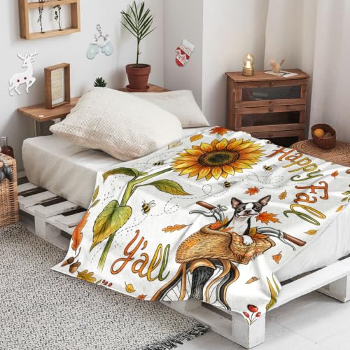 Couverture aquarelle Boston Terrier jeté de canapé design premium