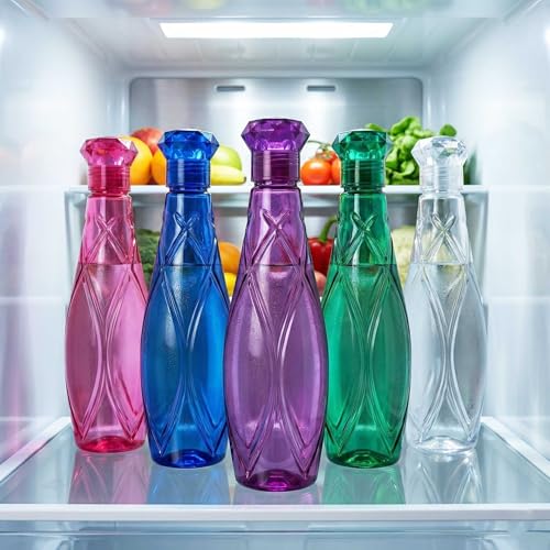 Image of RED WIND Unbreakable 1 Litre Crystal Curve Water Bottles | Pack of 3 | Multicolor | Leakproof Screw Cap | BPA-Free | Bottles for Fridge, Gym, Home, Office, School and Travel