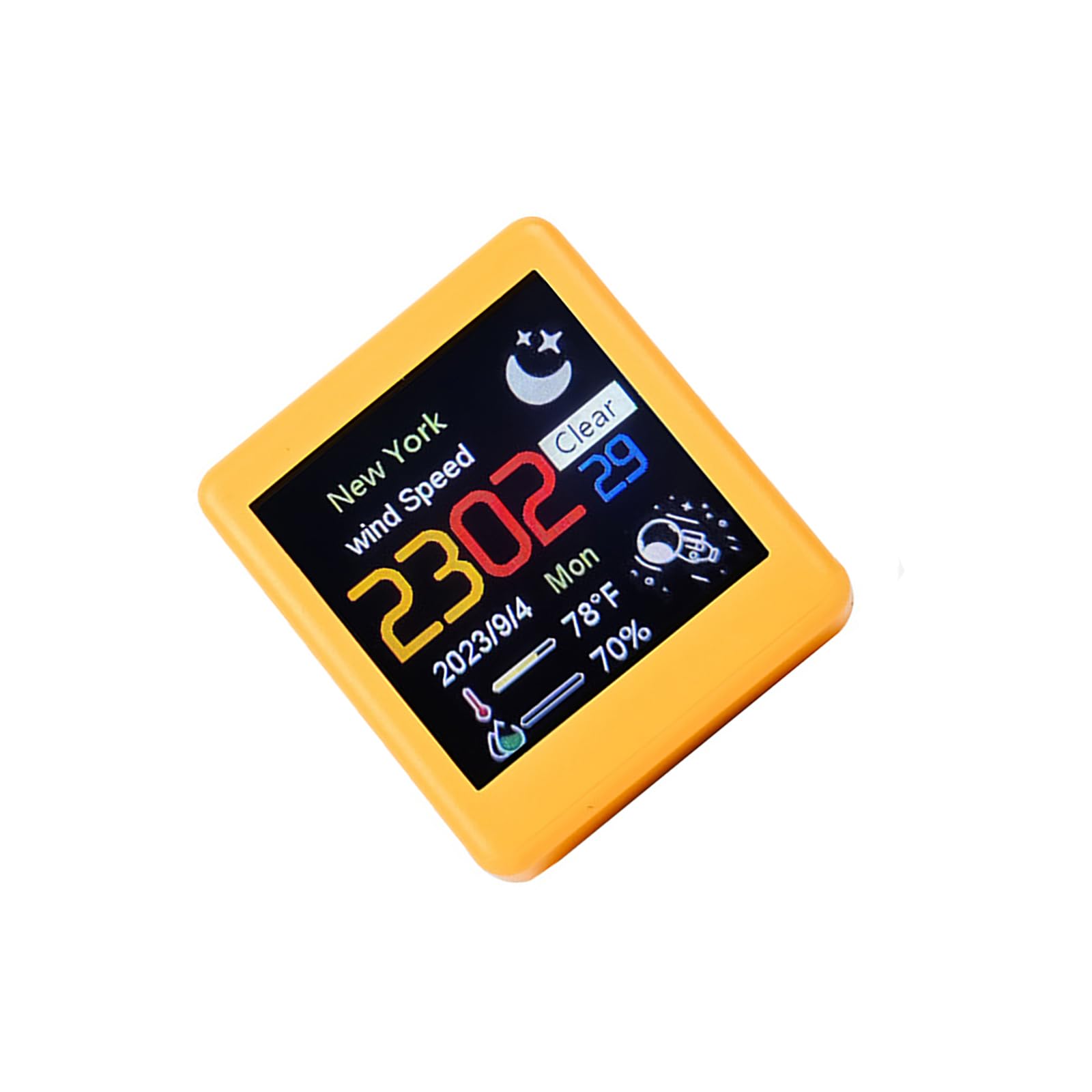 ZEZEFUFU Yellow Smart Clock WiFi Weather Clock Screen Temperature&Humidity Desktop Decor