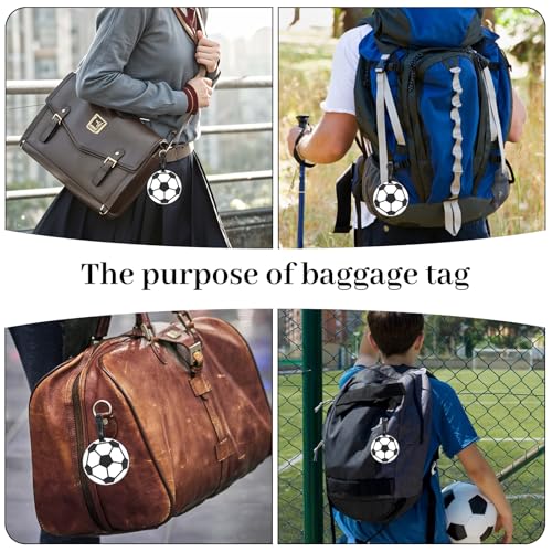 Shimmeroo 2Pcs Soccer Travel Tags for Luggage,PVC Id Tags for Sports & Travel,Cute Soccer Ball Name Label for Luggage Identifiers Backpacks Duffels Men Women Team Players